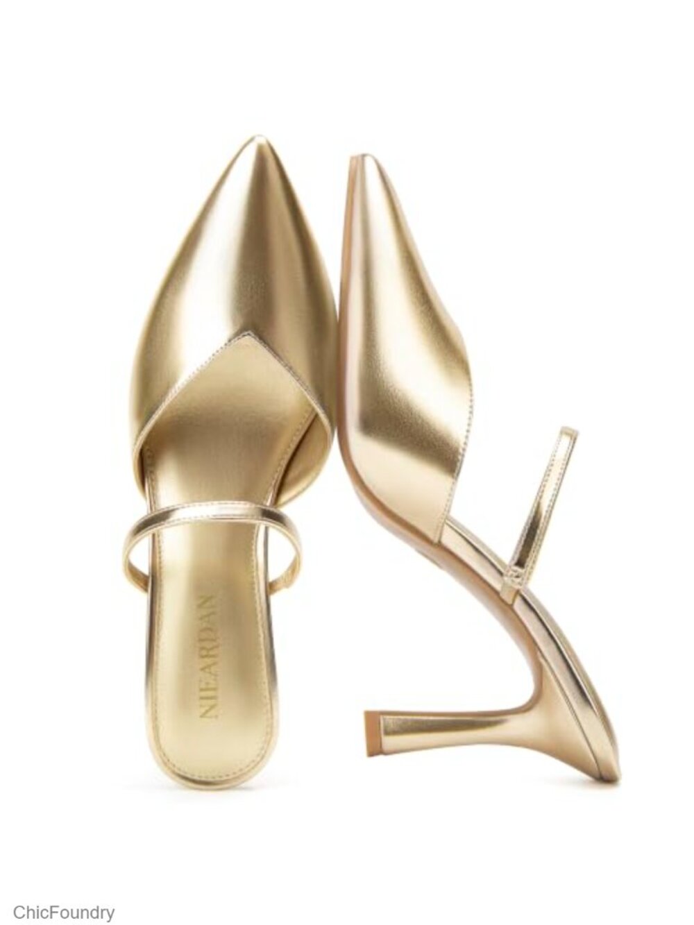 Women's Faux Leather Pointed Toe Stiletto Mule Heels Slip-On Dress Party